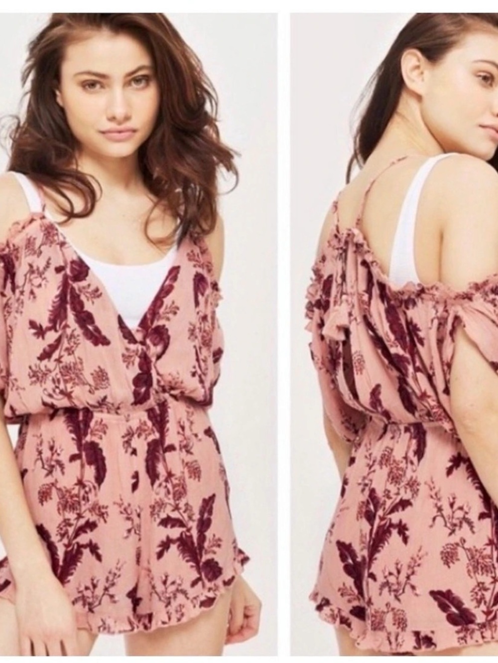 Topshop Floral Pink Romper Like New